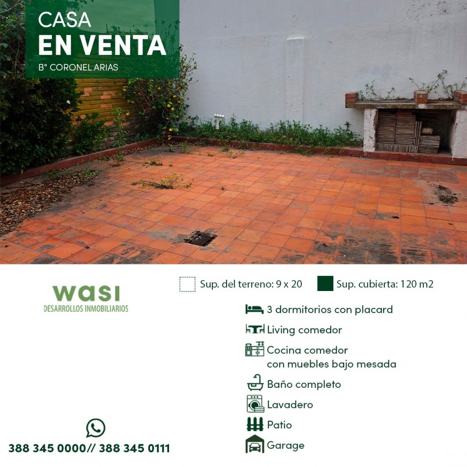 CASA EN VENTA CNEL ARIAS