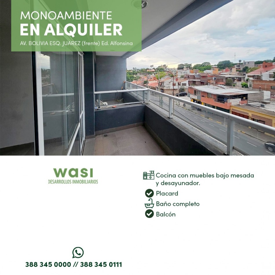 ALQUILER MONOAMBIENTE HUAICO