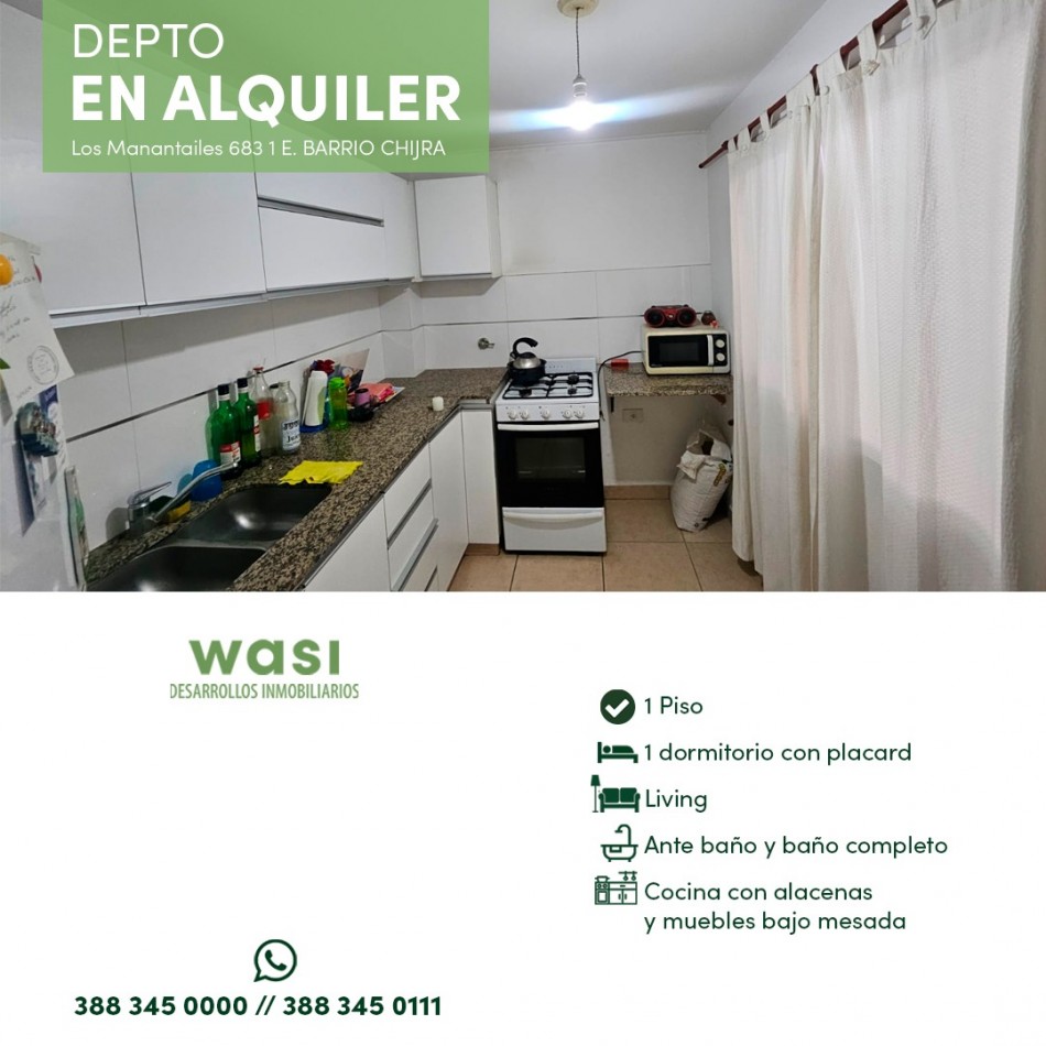 Alquiler Depto 1 dorm Chijra